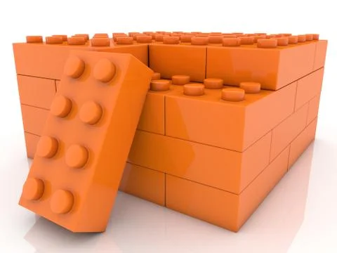 Stacked toy bricks in orange Stock Illustration