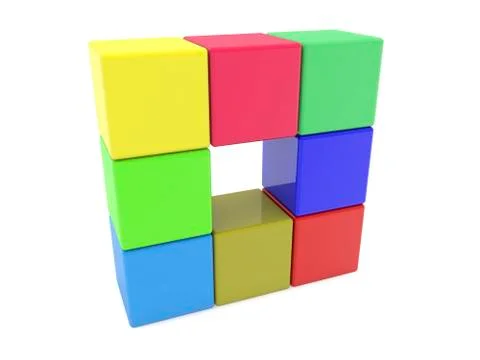 Stacked toy cubes with empty middle 스톡 일러스트