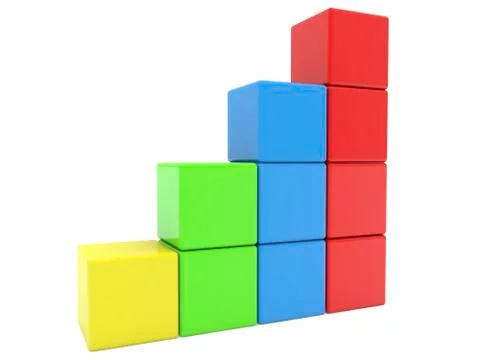 Stacked toy cubes in four colors Stock Illustration