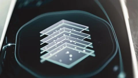 Stacked translucent circuit board layers Stock Footage 344852023