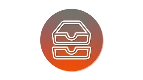 Stacked trays icon on gradient orange background Stock Footage 276675591