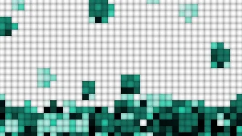 Stacked turquoise flickering blocks - background in tetris style (FULL HD) Stock Footage 75798874