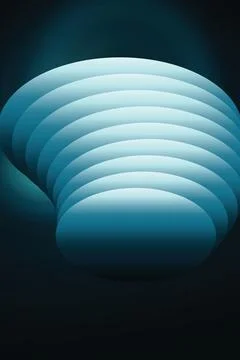 Stacked turquoise oval plates forming fluid organic shape for modern artist.. Stock-Illustration