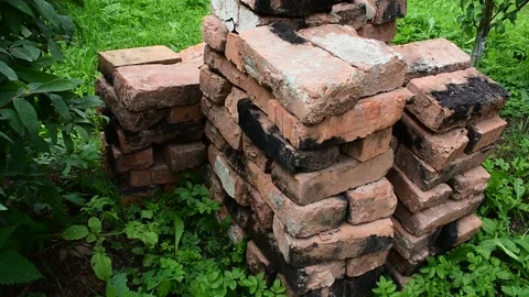 Stacked used brick Stock Footage 138739973
