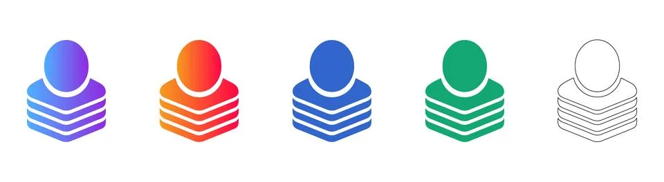 Stacked User Profile Icon Set for Digital Platforms 库存插图