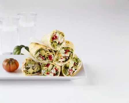 Stacked vegetable wraps 스톡 사진