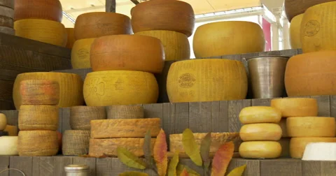 Stacked wheels cheese Stock Footage 52596327