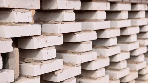 Stacked White Bricks at Rural Construction Site Stock Footage 333548681