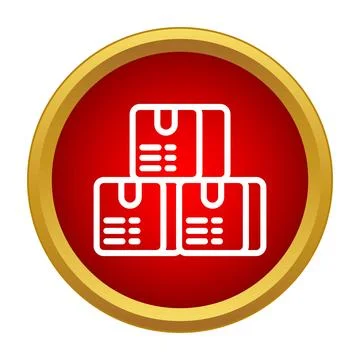 Stacked white delivery boxes icon on red background Stock Illustration
