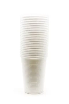 Stacked white plastic cups Stock Photos