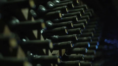 Stacked Up Wine Bottles In The Cellar Stock Footage 75836095