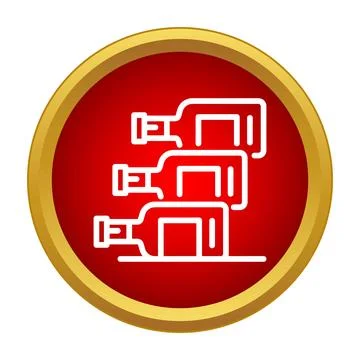 Stacked wine bottles in a red circle icon 库存插图