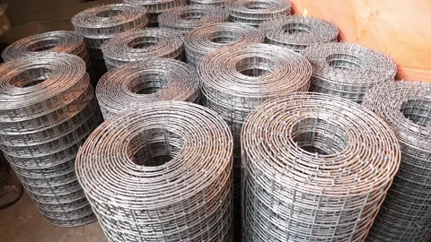 Stacked Wire Mesh Rolls On Floor. Circle Dolly 動画素材 164520386