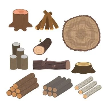 Stacked wood pine timber for construction building cut stump lumber tree bark 스톡 일러스트