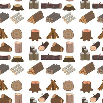 Stacked wood pine timber for construction building cut stump lumber tree bark Stock Illustration