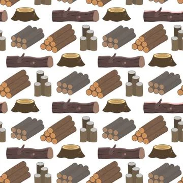 Stacked wood pine timber for construction building cut stump lumber tree bark Stock Illustration