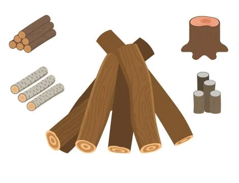 Stacked wood vector pine timber for construction building cut stump lumber tree Stock Illustration