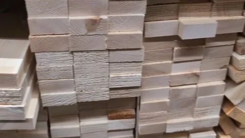 Stacked wooden blocks in a workshop demonstrate organized storage and the Stock Footage 320525332
