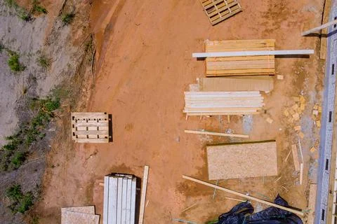 Stacked wooden building materials a stack of boards wood frame and beam const 스톡 사진