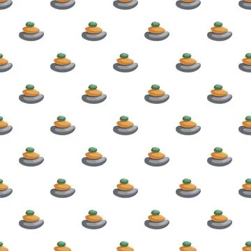 Stacked zen stone pebbles creating seamless pattern 스톡 일러스트