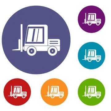 Stacker loader icons set Stock Illustration