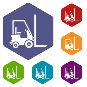 Stacker loader icons set Illustrazione stock