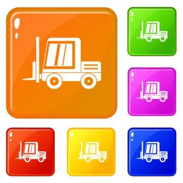 Stacker loader icons set vector color Illustrazione stock