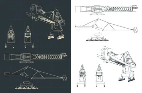 Stacker reclaimer blueprints Stock Illustration