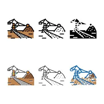 Stacker reclaimer forms steel production color icon vector 库存插图