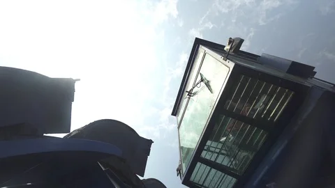 Stacker reclaimer - operator - coal storage - port Taman Stock Footage 123784971