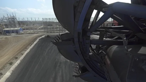 Stacker reclaimer - port Taman - coal storage Stock-Footage 123786360