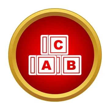 Stacking alphabet blocks icon on red background Stock Illustration