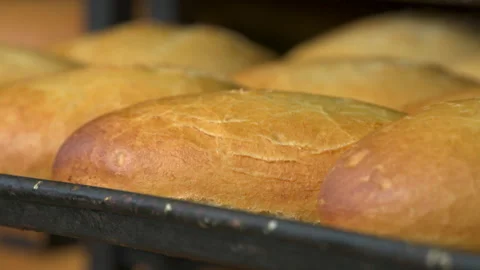 Stacking baked bread in a bakery Stock Footage 257321464