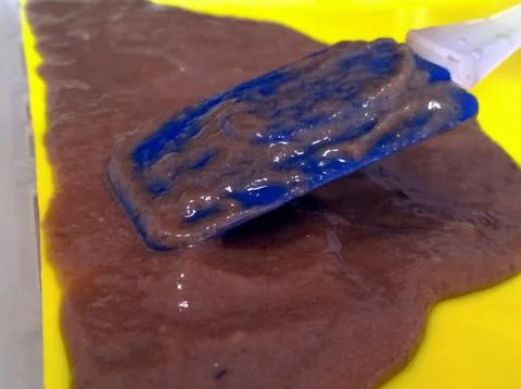 Stacking banana mass on a leaf Stock Photos