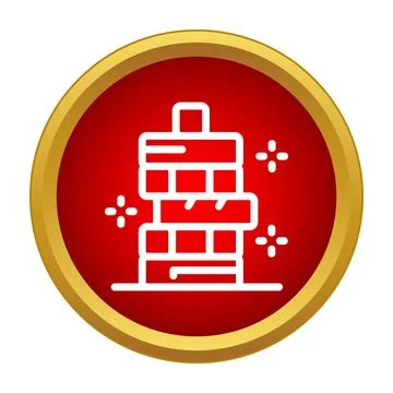 Stacking block tower children game icon Stock Illustration