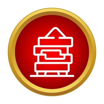 Stacking blocks game tower in red circle icon Stock Illustration