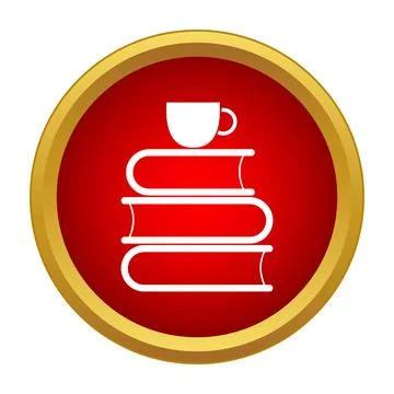 Stacking books with coffee cup icon learning Stock Illustration