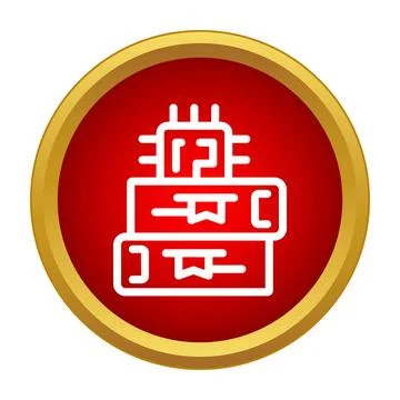 Stacking books with a computer chip icon 스톡 일러스트