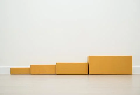 Stacking of box parcel cardboard mock up on blank space white background. 写真素材