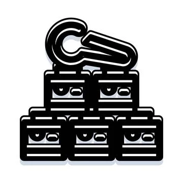 Stacking boxes with carabiner clip icon illustration Stock Illustration