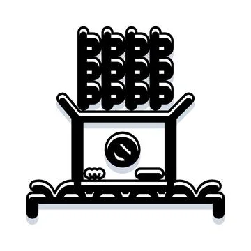 Stacking boxes on conveyor belt with delivery timer Stockillustratie