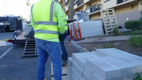 Stacking Brick Stock Footage 123947792