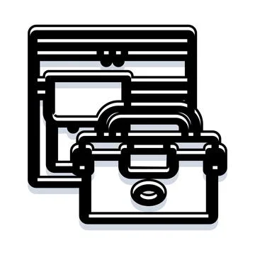 Stacking business briefcases and a carrying toolbox icon 库存插图