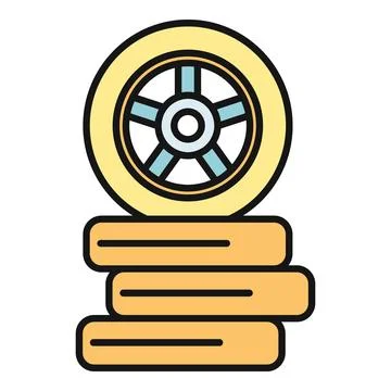 Stacking car tires and wheel icon concept Stock Illustration