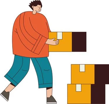 Stacking Cardboard Boxes Illustration - Storage Logistics** Stock Illustration