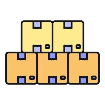 Stacking cardboard boxes for shipping logistics and delivery 库存插图