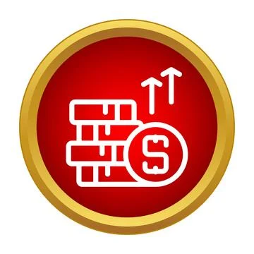 Stacking coins with dollar sign and rising arrows 库存插图