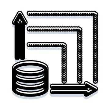 Stacking coins generating increasing financial progress arrows Stock Illustration