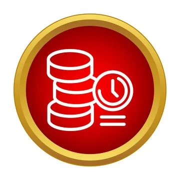 Stacking coins next to a clock icon Stock Illustration