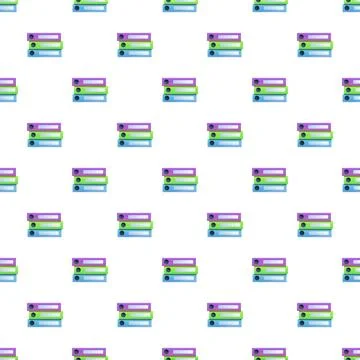 Stacking colorful office binders seamless pattern background Stockillustratie